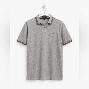 Fred Perry Men’s Grey Tipped Polo Shirt – Size Large, 100% Cotton